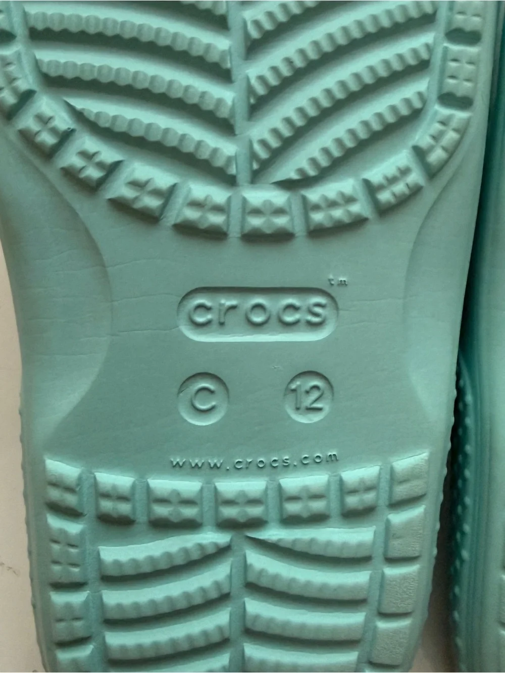 CROCS Kids Light Blue Tie-Dye Slide Sandals Size 12 w/charms